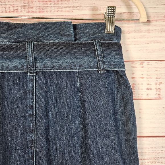 NWT Boden Cara Denim Paperbag Tie Midi Skirt - Picture 10 of 15